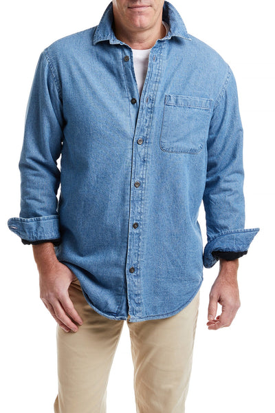 Beach Walker Denim and Fleece Lined Shirt MENS SPORT SHIRTS Castaway Nantucket Island