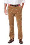 Beachcomber Cord Pant Khaki With Woody & Xmas Tree - Castaway Nantucket Island