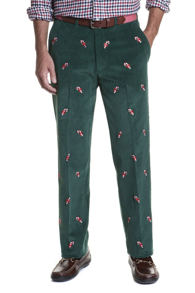 Beachcomber Corduroy Pant Hunter With Candy Cane - MENS EMBROIDERED PANTS - Castaway Nantucket Island