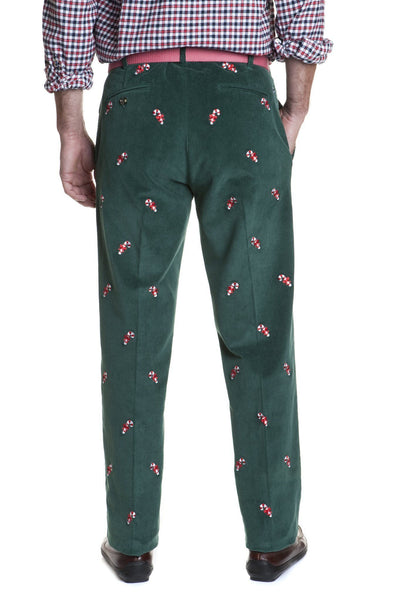 Beachcomber Corduroy Pant Hunter With Candy Cane - MENS EMBROIDERED PANTS - Castaway Nantucket Island