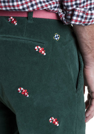 Beachcomber Corduroy Pant Hunter With Candy Cane - MENS EMBROIDERED PANTS - Castaway Nantucket Island