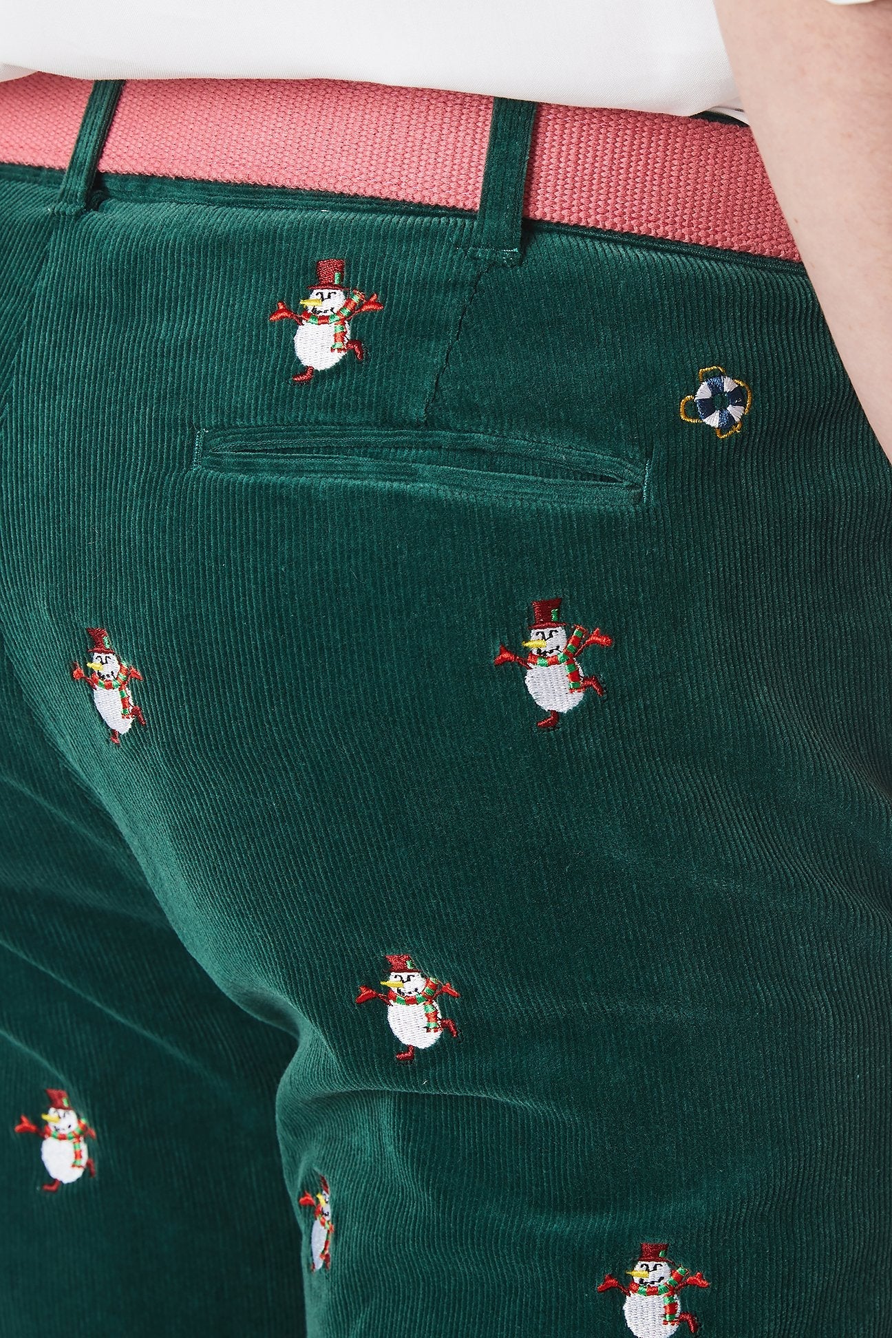 Beachcomber Corduroy Pant Hunter with Snowman Skating - Castaway Nantucket Island