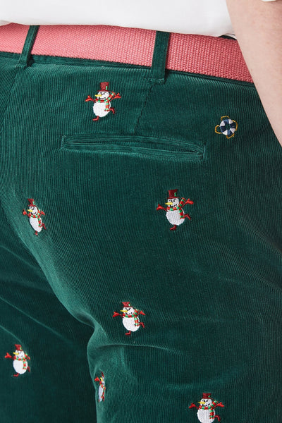 Beachcomber Corduroy Pant Hunter with Snowman Skating - Castaway Nantucket Island