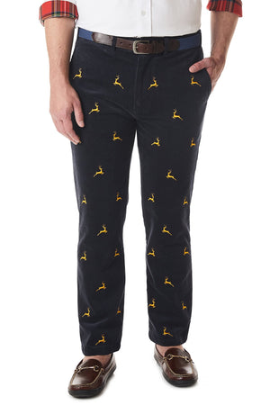 Beachcomber Corduroy Pant Nantucket Navy with Leaping Reindeer - Castaway Nantucket Island