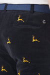 Beachcomber Corduroy Pant Nantucket Navy with Leaping Reindeer - Castaway Nantucket Island