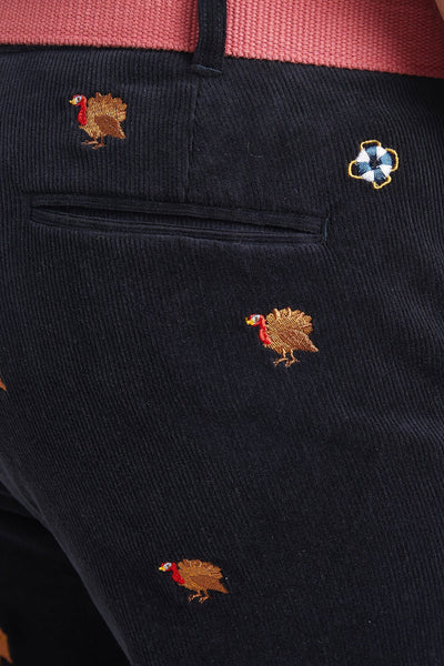 Beachcomber Corduroy Pant Nantucket Navy with Turkey MENS EMBROIDERED PANTS Castaway Nantucket Island