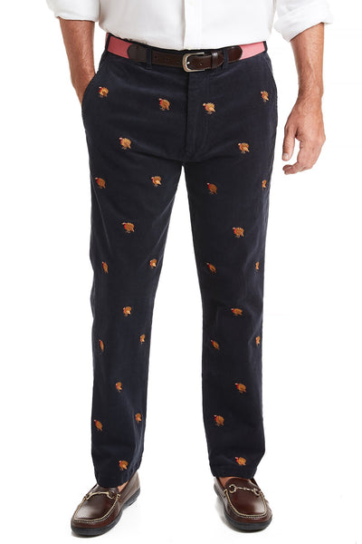 Beachcomber Corduroy Pant Nantucket Navy with Turkey MENS EMBROIDERED PANTS Castaway Nantucket Island