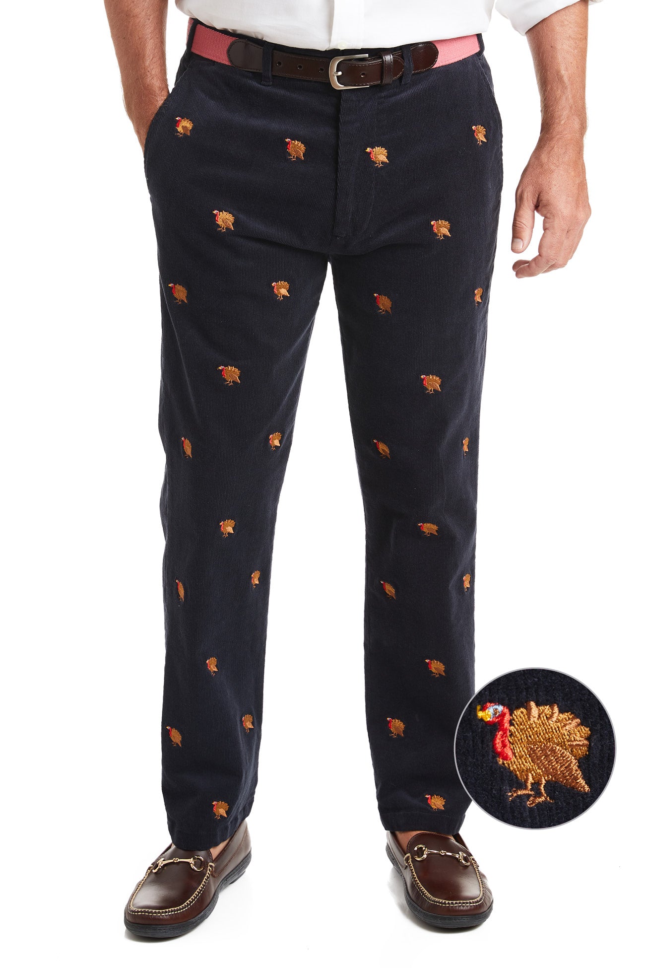 Beachcomber Corduroy Pant Nantucket Navy with Turkey MENS EMBROIDERED PANTS Castaway Nantucket Island