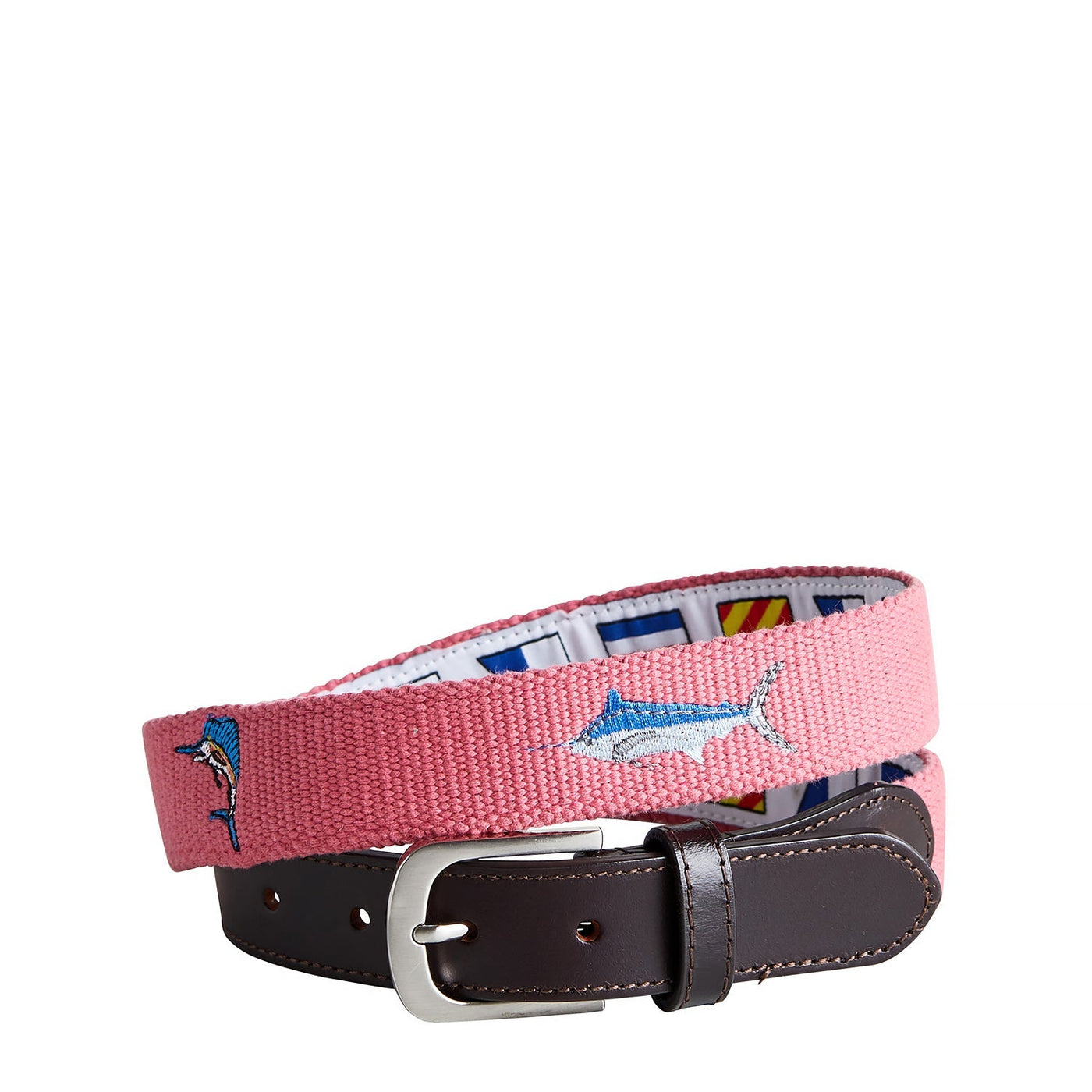 Bowsprit Belt Hurricane Red Embroidered with Billfish MENS BELTS Castaway Nantucket Island