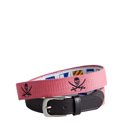 Bowsprit Belt Hurricane Red Embroidered With Calico Jack MENS BELTS Castaway Clothing