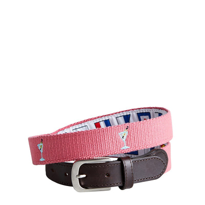 Bowsprit Belt Hurricane Red Embroidered with Martini MENS BELTS Castaway Nantucket Island