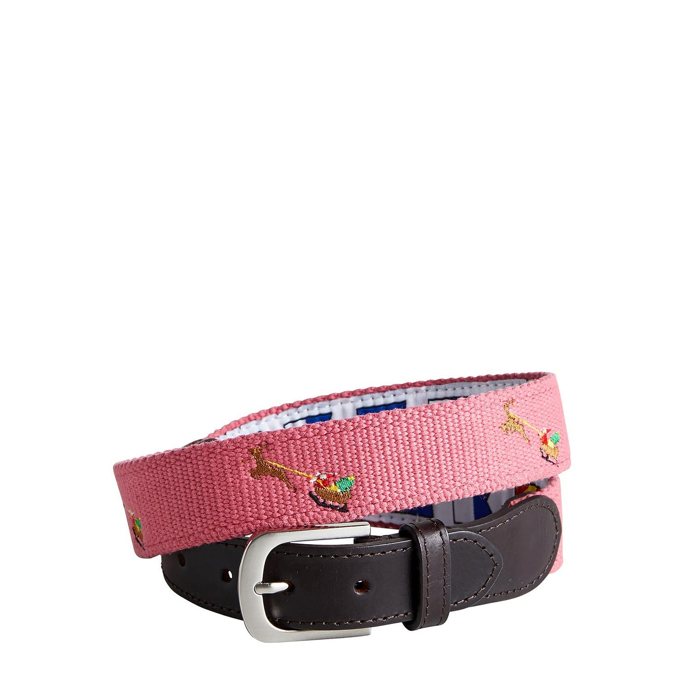 Bowsprit Belt Hurricane Red Embroidered with Santa Sleigh MENS BELTS Castaway Nantucket Island