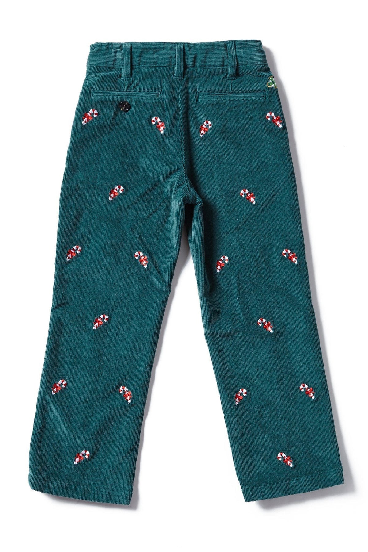 Boys Holiday Corduroy Pant Hunter Green Embroidered With Candy Cane ...