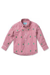 Boys James Shirt Wide Gingham Red with Christmas Tree - Castaway Nantucket Island