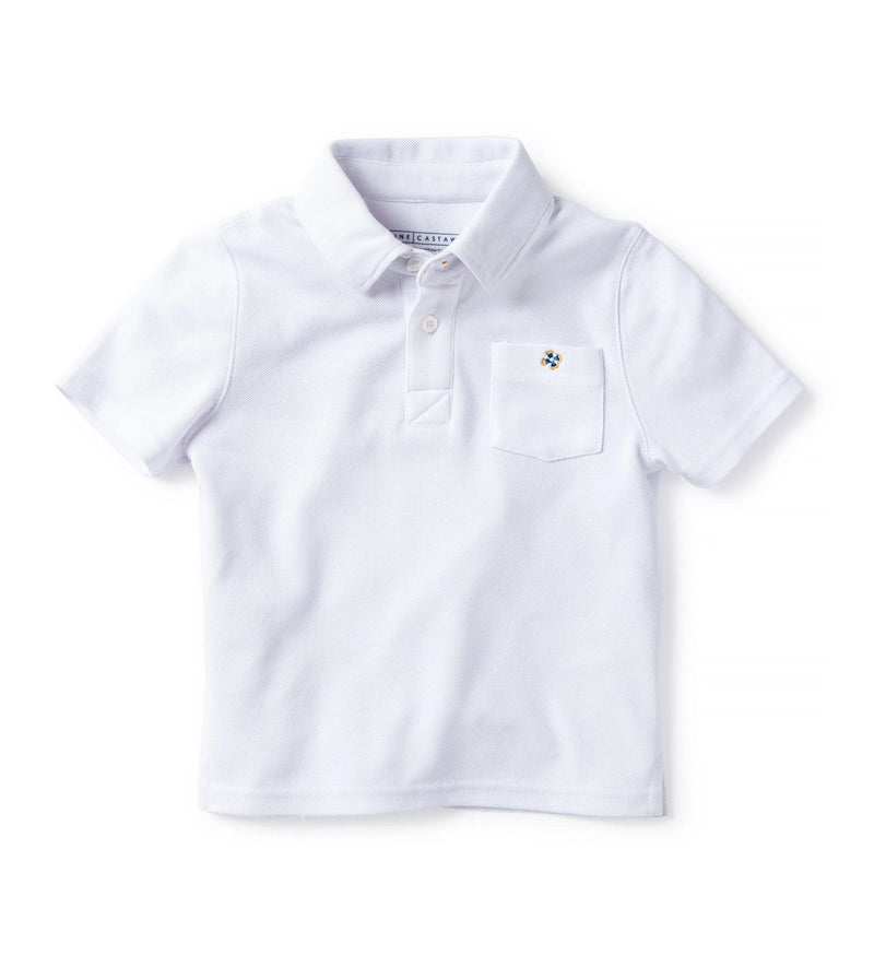 Boys Polo Shirt White - Castaway Nantucket Island
