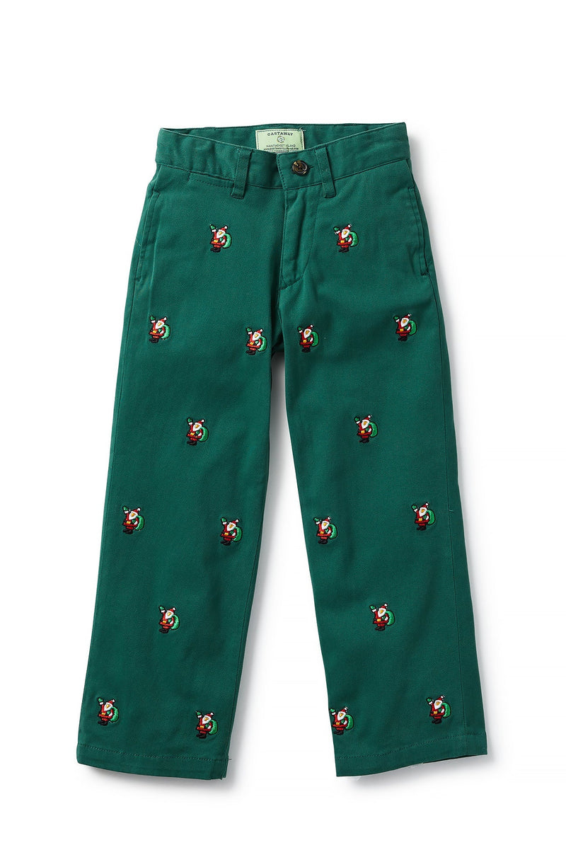 Boys Port Pant Stretch Twill Hunter with Santa BOYS PANTS Castaway Nantucket Island