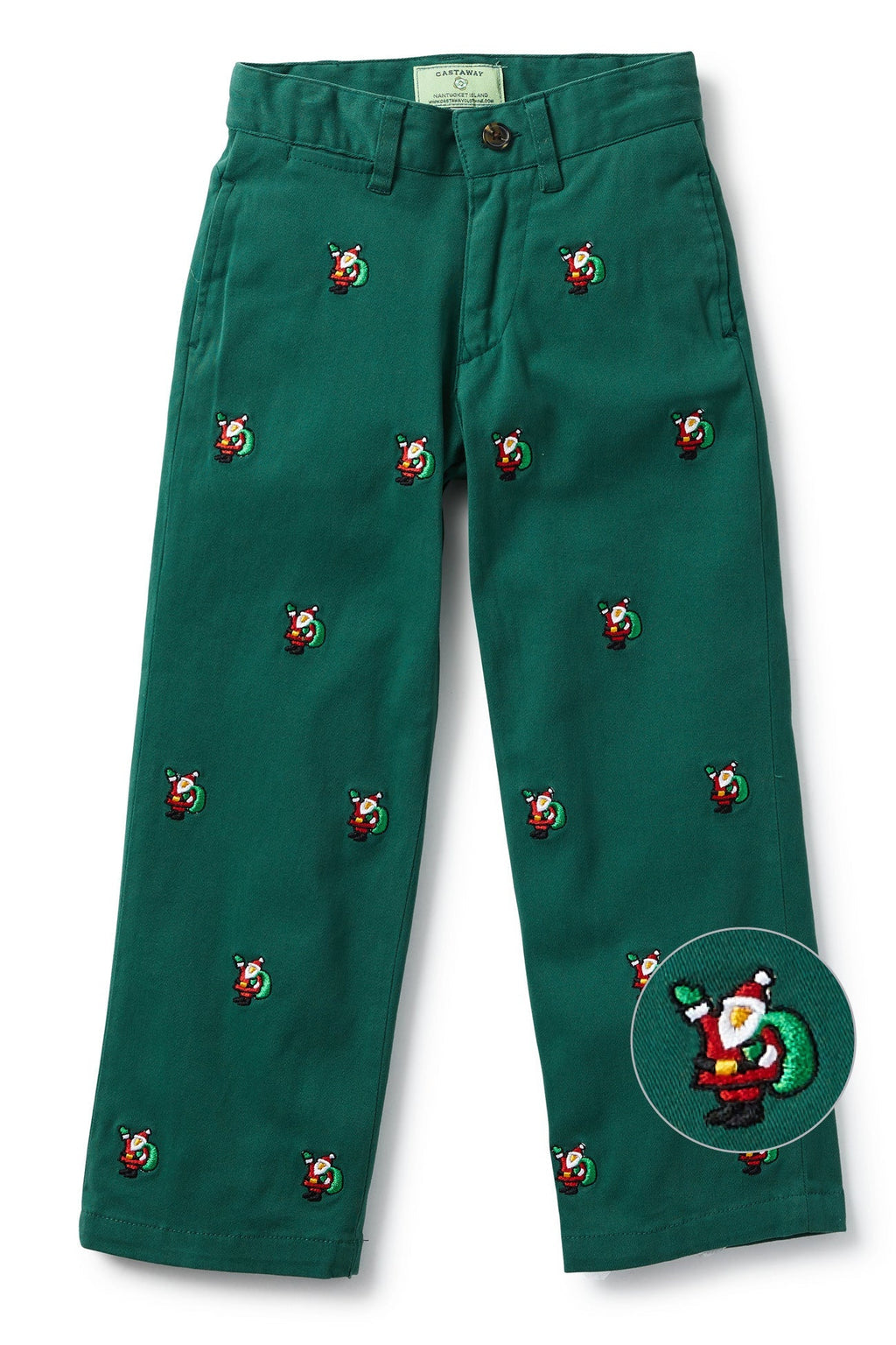 Boys Port Pant Stretch Twill Hunter with Santa BOYS PANTS Castaway Nantucket Island