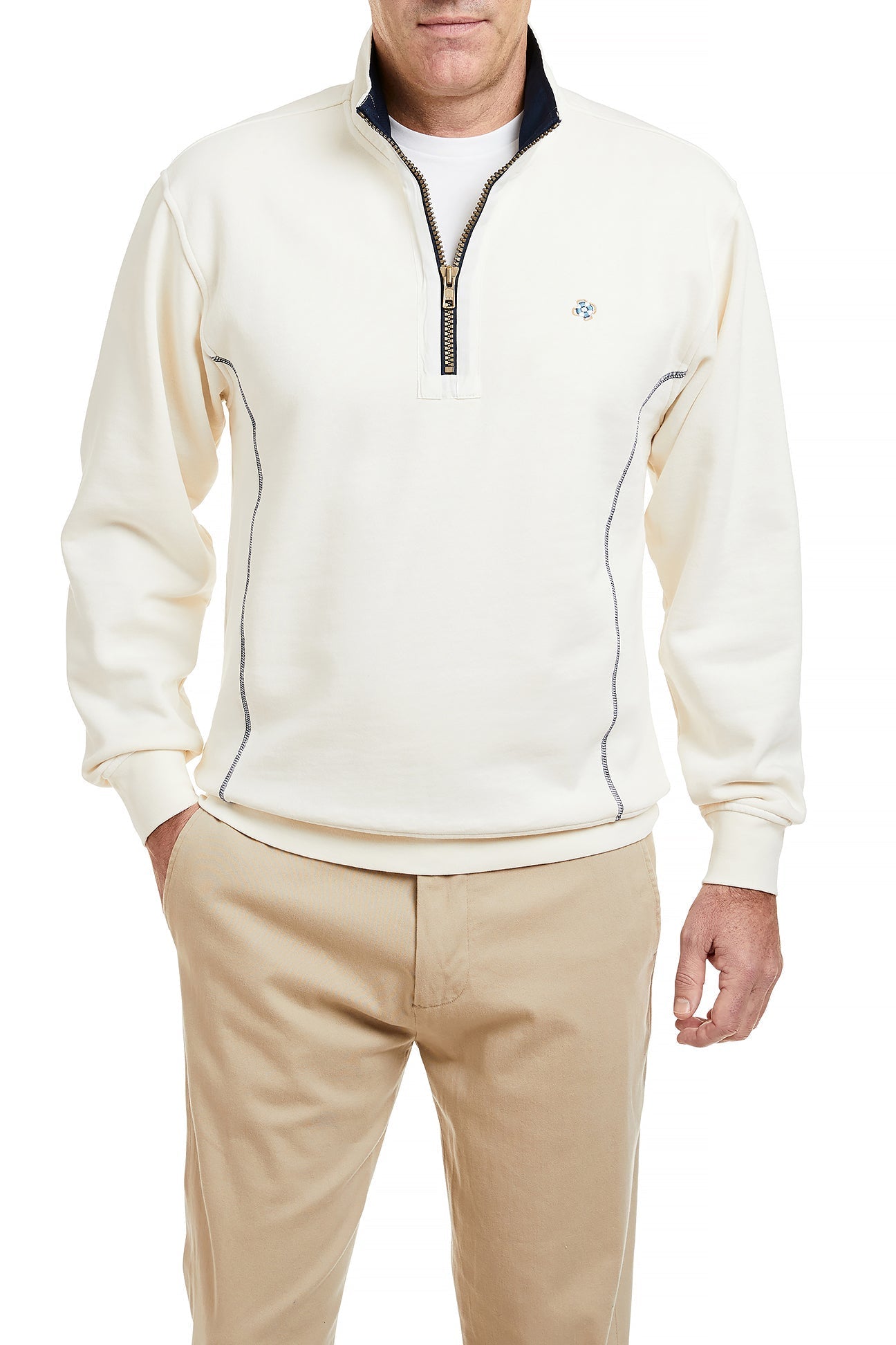 Breakwater Quarterzip Ivory MENS OUTERWEAR Castaway Nantucket Island