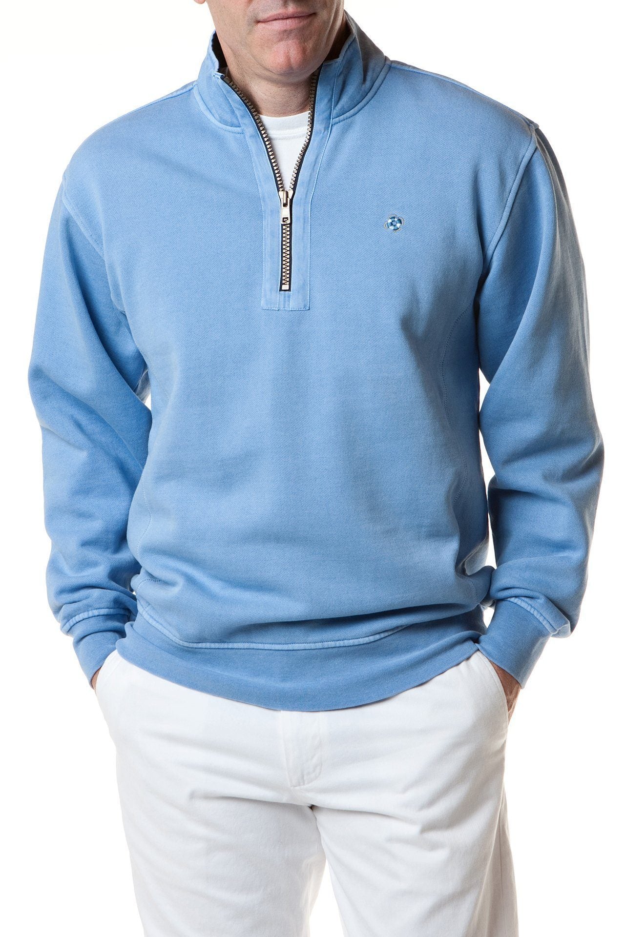 Men's Blue Quarter-Zip Fleece Pullover