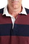 Castaway Rugby Shirt Navy & Burgundy Stripe POLOS & TEES Castaway Nantucket Island
