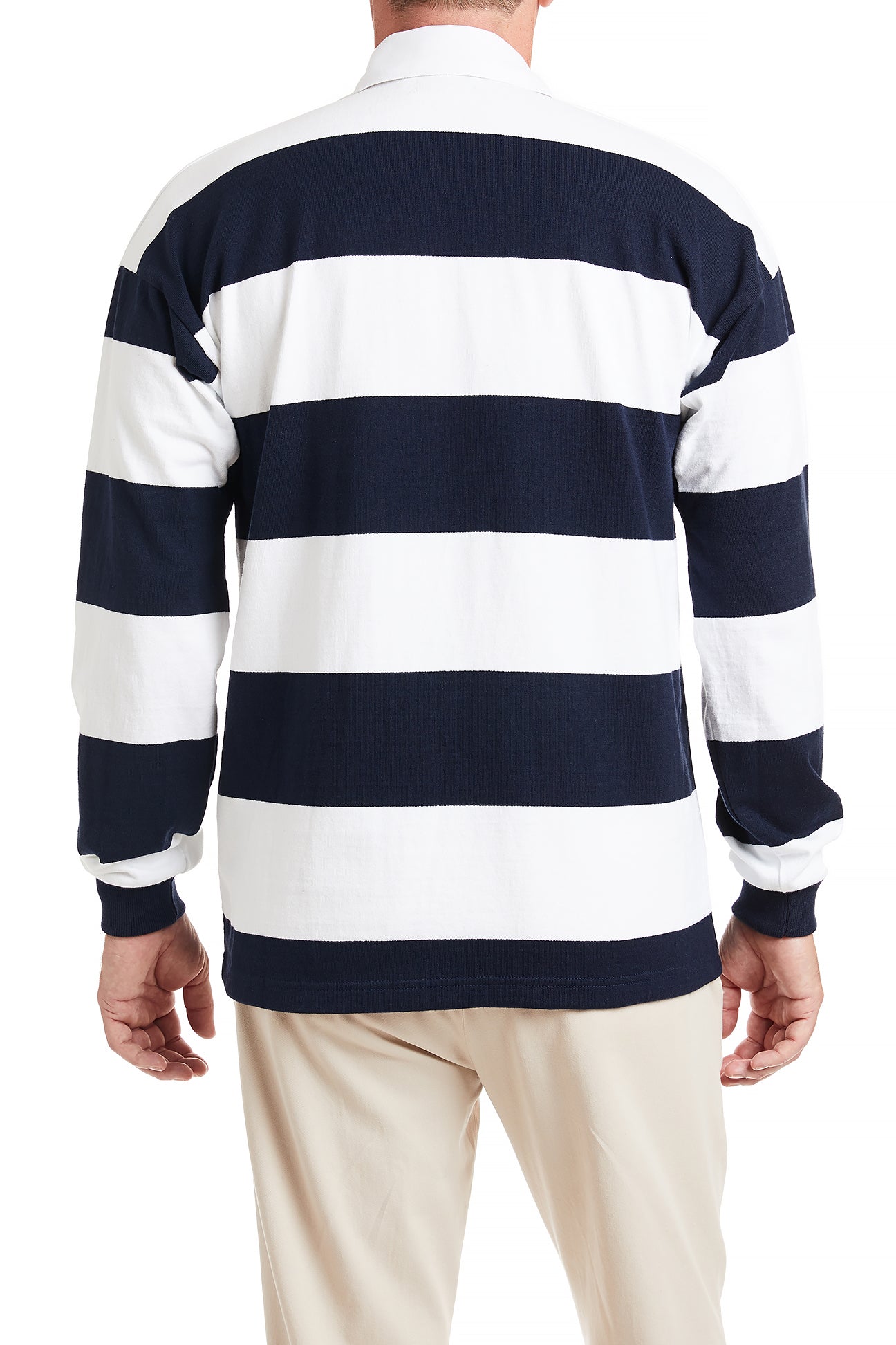 Castaway Mens Rugby Shirt Navy White Stripe – Castaway Nantucket