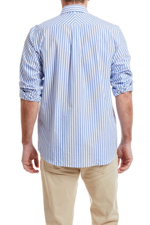 Chase Shirt Blue and Navy Seersucker MENS SPORT SHIRTS Castaway Nantucket Island