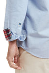 Chase Shirt Blue Oxford with Farrington Madras Trim MENS SPORT SHIRTS Castaway Nantucket Island