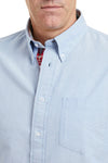 Chase Shirt Blue Oxford with Farrington Madras Trim MENS SPORT SHIRTS Castaway Nantucket Island