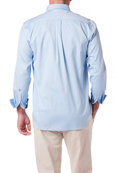 Chase Shirt Blue Oxford with Gordon Plaid Trim - Castaway Nantucket Island
