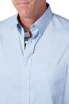 Chase Shirt Blue Oxford with Gordon Plaid Trim - Castaway Nantucket Island