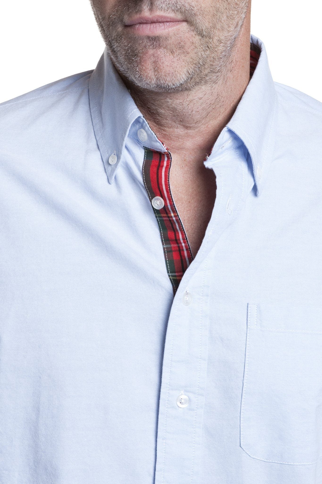 Chase Shirt Blue Oxford With Royal Stewart Tartan Trim - ARCHIVED - Castaway Nantucket Island