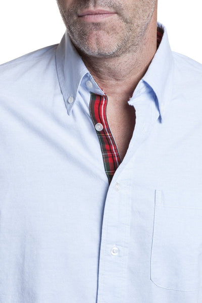 Chase Shirt Blue Oxford With Royal Stewart Tartan Trim - ARCHIVED - Castaway Nantucket Island