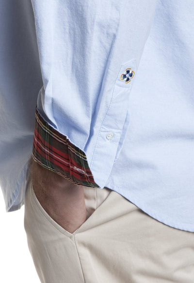 Chase Shirt Blue Oxford With Royal Stewart Tartan Trim - ARCHIVED - Castaway Nantucket Island