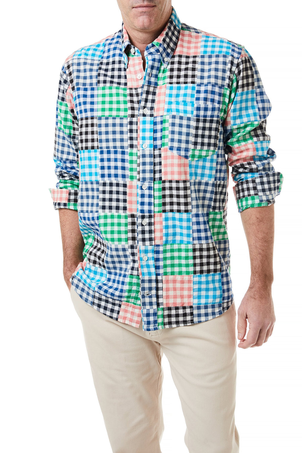 Chase Shirt Gingham Patchwork - Castaway Nantucket Island