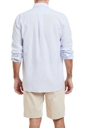 Chase Shirt Linen Blue Stripe MENS SPORT SHIRTS Castaway Nantucket Island