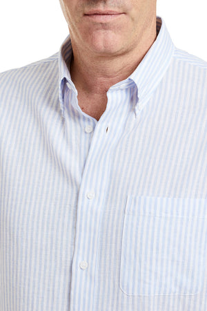 Chase Shirt Linen Blue Stripe MENS SPORT SHIRTS Castaway Nantucket Island