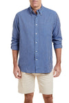 Chase Shirt Linen Navy & Blue Stripe MENS SPORT SHIRTS Castaway Nantucket Island