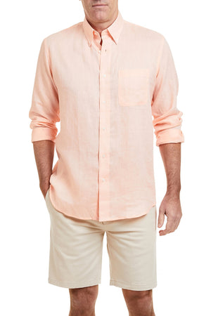 Chase Shirt Linen Peach MENS SPORT SHIRTS Castaway Nantucket Island