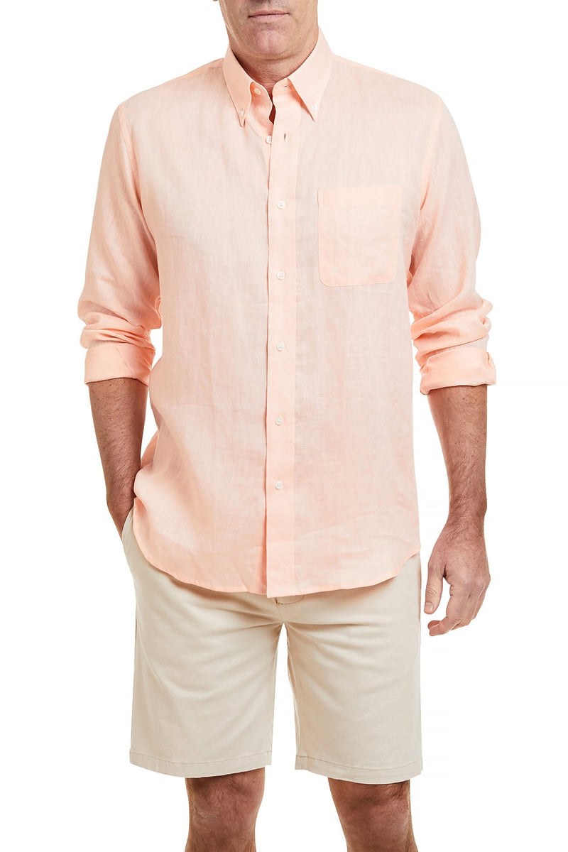 Chase Shirt Linen Peach MENS SPORT SHIRTS Castaway Nantucket Island