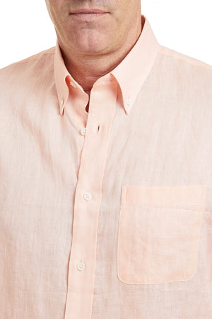 Chase Shirt Linen Peach MENS SPORT SHIRTS Castaway Nantucket Island