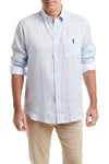 Chase Shirt Linen Powdered Blue with White Trim and Hula Girl MENS SPORT SHIRTS Castaway Nantucket Island