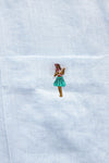 Chase Shirt Linen Powdered Blue with White Trim and Hula Girl MENS SPORT SHIRTS Castaway Nantucket Island
