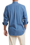 Chase Shirt Mariner Blue Flannel with Stable Tattersall Tan Trim MENS SPORT SHIRTS Castaway Nantucket Island
