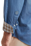 Chase Shirt Mariner Blue Flannel with Stable Tattersall Tan Trim MENS SPORT SHIRTS Castaway Nantucket Island