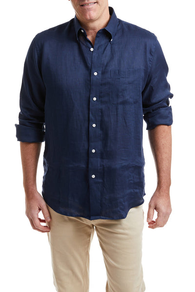 Chase Shirt Nantucket Navy Linen MENS SPORT SHIRTS Castaway Nantucket Island