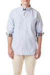 Chase Shirt Oxford Blue Stripe with Dress Stewart Trim - Castaway Nantucket Island