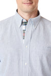 Chase Shirt Oxford Blue Stripe with Dress Stewart Trim - Castaway Nantucket Island