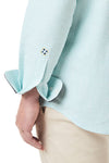 Chase Shirt Oxford Green Stripe with Blackwatch Trim - Castaway Nantucket Island