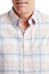 Chase Shirt Pink with Blue Windowpane MENS SPORT SHIRTS Castaway Nantucket Island