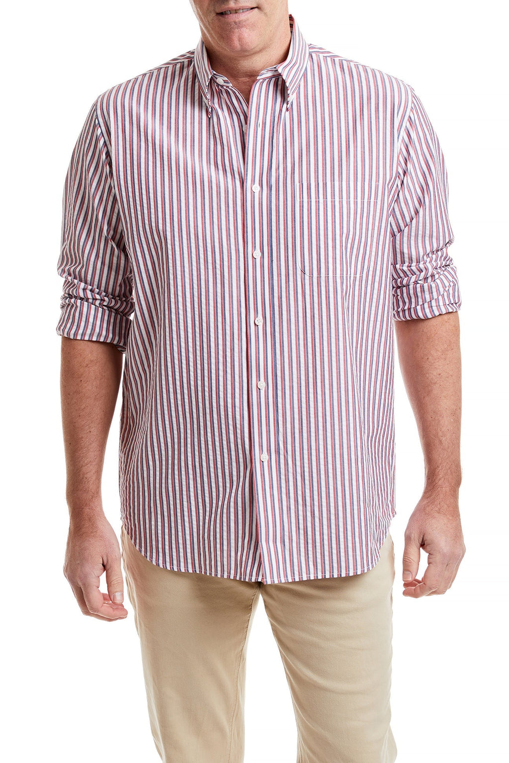 Chase Shirt Red and Navy Seersucker MENS SPORT SHIRTS Castaway Nantucket Island